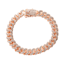 NL2023 Bracelet Hip Hop Géométrique Iced Out 13mm Plaqué Or Rose Chaîne Miami en Alliage de Zinc pour Anniversaires