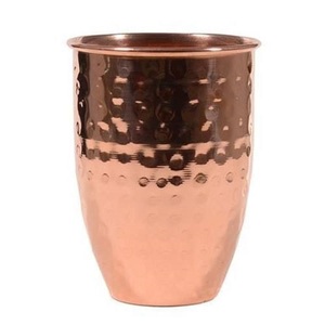 Vaso de agua de cobre para vasos Estilo martillado Regalo para beber para sus seres queridos Vidrio puro color natural - Product Image 2