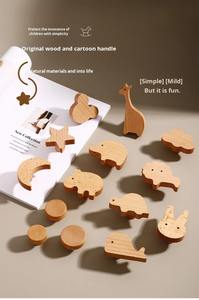 Poignée en bois massif minimaliste <span class=keywords><strong>Mickey</strong></span> - Poignée en bois naturel demi-ronde adaptée aux enfants pour les portes de placard, de tiroir et de garde-robe - Product Image 6
