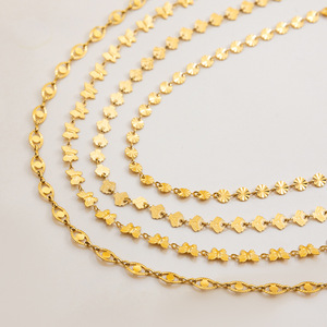 Collar de Cadena con Flores de Acero Inoxidable y Oro de 18K, Diseño Geométrico Hecho a Mano, Uso Diario, Origen Jinhua - Product Image 2