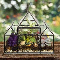 Terrarium de plantes succulentes en verre fait à la main en forme de serre, château suspendu, Terrarium géométrique bricolage