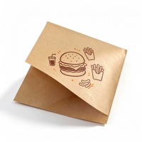 Sacs en papier kraft alimentaire recyclables personnalisés en gros, résistants à la graisse, motif gaufré 16x16cm, double poche ouverte, forme triangulaire en L