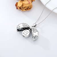 Collier urne ronde gravée arbre de vie en argent sterling 925 de haute qualité