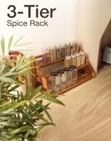 Hot Pick 3-stufiger stehender Typ Akazien holz Modernes nachhaltiges Desktop-Gewürz regal Einfache Installation der Küchen lagerung