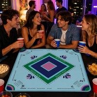 Tapete de Mahjong Floral Premium, Tapete de Juego de Goma Antideslizante y Grueso, Cubierta de Mesa Cuadrada Silenciosa para Decoración de Fiestas en Casa