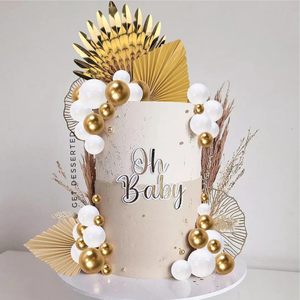 Champagner Cake Topper Dekoration Gold Boho Cake Topper Weiß Golden Ball Palm Leave für Geburtstags feier Dekorationen - Product Image 3