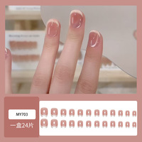 Fournisseur en gros Internet-famous Best-seller 24pcs Amande ABS Couverture Complète Doigt Faux Ongles Cristal Pré-conçu