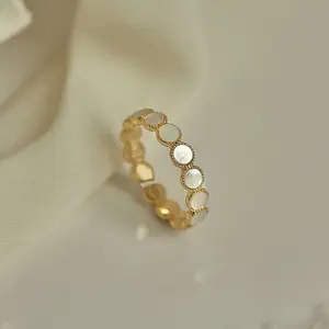 Perhiasan Wanita laris cincin jari berlapis emas wanita lingkaran kerang cincin trendi