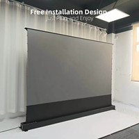Écran de projection motorisé Yinzam pour sol, 100 à 120 pouces, 16:9, 4K UHD, ALR PET Crystal pour projecteurs à longue focale UST