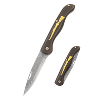 Couteau pliant EDC en acier Damas haute dureté Meiji, couteau de poche avec manche en bois, pour le camping, qualité DIY, personnalisable OEM