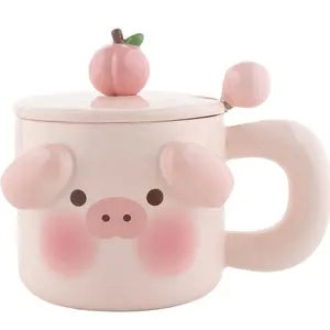 Factory custom three dimensional animal dog coffee cups, wholesale cute ceramic cartoon mugs New Products