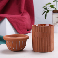 Conteneur de bougie en terre cuite avec Logo personnalisé, pot de bougie en céramique vide