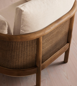 Poltrona Lounge Minimalista con Struttura <span class=keywords><strong>in</strong></span> <span class=keywords><strong>Legno</strong></span> e Rivestimento <span class=keywords><strong>in</strong></span> Tessuto per Soggiorno - Product Image 4