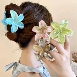 <span class=keywords><strong>Pince</strong></span> à cheveux motif marbre et <span class=keywords><strong>fleur</strong></span>, nouveau style, <span class=keywords><strong>pince</strong></span> à fleurs mélangées, <span class=keywords><strong>pince</strong></span> requin mignonne, accessoire capillaire - Product Image 4