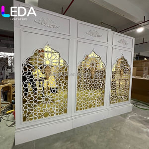 Décoration de mariage indienne LEDA, toile de fond de mariage dorée et blanche, grande toile de fond rectangulaire géométrique pour événements - Product Image 2