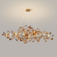 Lustre de salon de luxe moderne en forme de feuille de Ginkgo, éclairage pour villa, escalier, bar, comptoir, restaurant, lampe suspendue