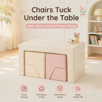 Ensemble table et chaise en mousse souple pour enfants, mobilier de jeu multifonctionnel convertible pour tout-petits, idéal pour la lecture, le dessin et les jeux