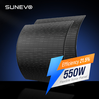 Panneaux solaires monocristallins flexibles Sunevo, prix de gros, 100W, 200W, 300W, 500W, 550W, module d'efficacité de 21,5% pour les toits résidentiels et l'utilisation commerciale