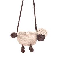 Dessin animé fini mignon agneau tissé sac tricoté à la main laine sac mode Parent-enfant unique épaule sac à bandoulière nouveau