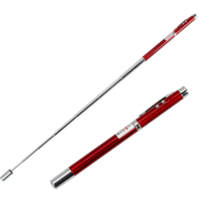 Rood Intrekbare Antenne Onderwijs Pointer Magneet Pen Led Zaklamp Pen 5 In 1 Multi Functie Balpen
