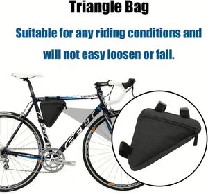 Sacoche de Selle de Vélo Portable d'Extérieur en Polyester/Nylon Imperméable et Durable, Pochette Triangulaire, Support de Cadre, Poignée Pratique pour Téléphone, Cyclisme - Product Image 2