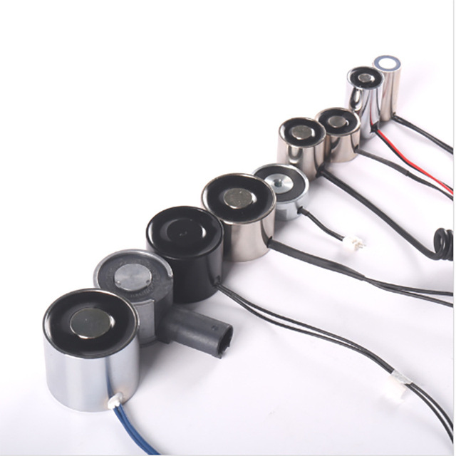 Small Powerful Holding Type DC 12V 24V 220V Electro Permanent Electric Magnet Cylinder Micro Mini Round Solenoid Electromagnet