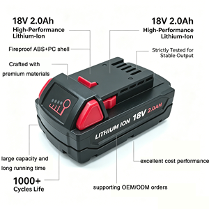 长循环寿命锂电池替换件，适用于 18V 无绳电锯、吹叶机、手持吸尘器 - Product Image 1
