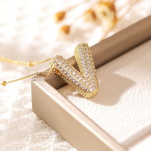 Colgantes de circonita cúbica con letras del alfabeto inglés Hip Hop 26 para collares DIY, regalo de collar de perlas para mujeres y niñas - Product Image 4
