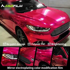 ฟิล์มไวนิลเปลี่ยนสีเมทัลลิกสีแดงกุหลาบ เงา สำหรับหุ้มตัวรถ ป้องกันเหลือง พร้อมสติ๊กเกอร์ติดรถยนต์แบบไม่มีฟองอากาศ - Product Image 1