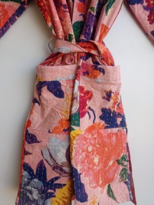 Kantha <b>Velvet</b> Suzani Long Reversible Kimono Robe Unisex <b>Jacket</b> with 2 Pockets on Each Side Floral Waterproof Everyday Wear - Product Image 5
