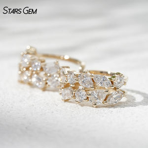 Pendientes de Oro Sólido de 10K Starsgem, Pendientes de Oreja Unisex de Moda, Clip de Oreja con Diamante Cultivado en Laboratorio de 0.69ct, Forma Elegante - Product Image 2