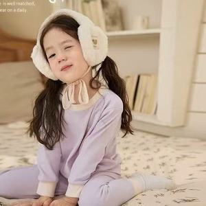 批发畅销儿童男童女童保暖柔软内衣居家服睡衣纯色两件套 - Product Image 6
