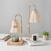 Lampe chauffe-bougie électrique sans fumée, construction métal et bois, intensité réglable, minuterie, pour cire parfumée, aromathérapie, usage intérieur