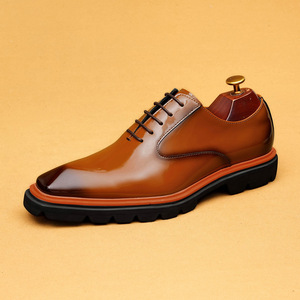 Zapatos de cuero casuales para negocios - cuero vacuno genuino, coloridos, suela gruesa, con alza, estilo británico, zapatos Oxford versátiles - Product Image 5