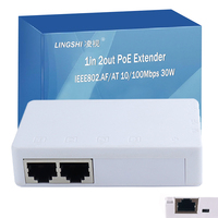 100Mbps 1 in 2 Out Port PoE Network Extender & Ethernet Repeater dengan Jarak Jauh untuk Kamera IP QoS Switch