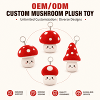 Fabricant en gros de porte-clés en peluche personnalisés OEM ODM en forme de champignon rouge et blanc, pendentifs de sac en peluche moelleux, cadeaux mascotte