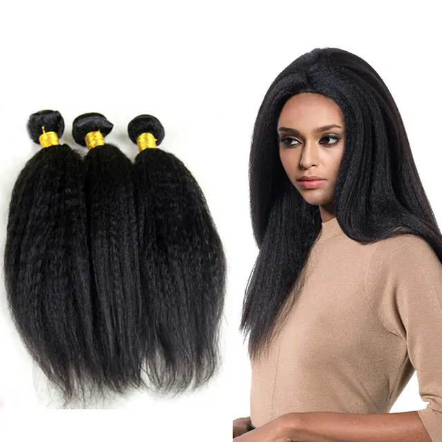 Vraies extensions de cheveux humains brésiliens articles en vrac en gros lots, faisceaux droits crépus avec prix de gros