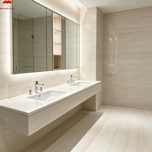 Mármol Moderno Noruego con Vetas de Madera Beige Cálido, Impermeable, de 18 mm de Grosor, para Sala de Estar, Villa, <span class=keywords><strong>Hotel</strong></span>, Paredes, Pisos, Escaleras y Comedor - Product Image 6