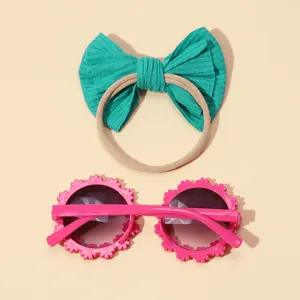 Trẻ em thoải mái thông gió đàn hồi Bow tóc Bands Cartoon Flower Sunglasses Phụ kiện cho bé gái