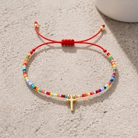 Bracelet réglable en perles croisées Go2boho avec cordon rouge et breloque en alliage plaqué or, bijou religieux
