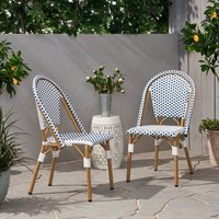Bambou à la recherche de bistro chaise de salle à manger extérieure café jardin utilisation pour balcon style français en aluminium empilable osier rotin ensemble