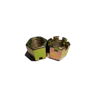 Low carbon steel yellow zinc plated hex slotted nuts