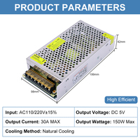 Driver LED Strip ESann 5V 30A 150W Switching Power Supply untuk Lampu Strip LED