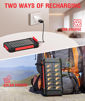 12000mAh, chargeur solaire portable avec 2 ports USB, lampe de poche LED à ventouse pour l'extérieur, compatible avec iPhone, Samsung