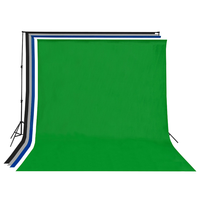 Grosir Kain Latar Belakang Layar Muslin Chromakey Hijau dengan 4 Klip untuk Foto Video Studio Fotografi
