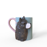 Vente en gros d'usine, tasses à boire personnalisées en céramique, motif animal bleu rose, chiens qui s'embrassent, tasse pour couple amoureux, souvenir de mariage, cadeau