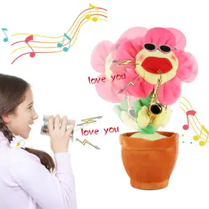 2023 Hot Musical Sing And Dancing Sunflower Soft Plush Funny Saxophone Music Dancing Cactus Dancing Flowers Electric Toys