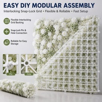 Mur de fleurs artificielles verticales avec un design floral mixte, en plastique, facile à nettoyer pour les mariages et l'usage commercial