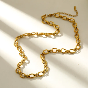 Collar de Cadena de Cable con Línea Geométrica Simple de Acero Inoxidable 304 Chapado en Oro de 18K de Moda para Mujer, Joyería Minimalista - Product Image 3