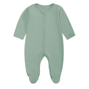 Combinaison de sommeil pour nouveau-né, manches longues, en coton tricoté uni, fermeture éclair bidirectionnelle, unisexe, automne, bébé - Product Image 4
